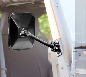Jeep Wrangler TJ Door Mirror Kit - Left and Right - Rugged Ridge - Quick Release, Rectangular, Adjustable Arms - Black - `97-`06 Jeep Wrangler TJ Door Mirror Kit - Left and Right - Rugged Ridge - Quick Release, Rectangular, Adjustable Arms - Black - `97-`06